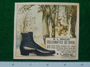 1870s-80s W L Douglas' Celebrated Shoes Snowy Forest Victorian Trade Card F26