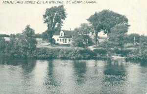 Canada farm farmhouse St. Jean river old postcard
