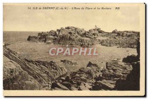 Postcard Old Island Brehat L & # 39anse lighthouse and rocks