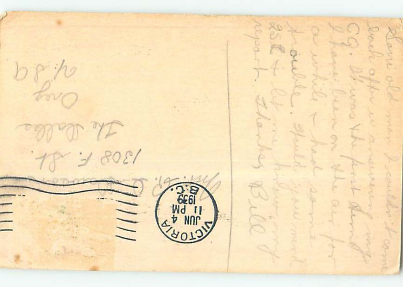 1930s QSL RADIO CARD Vancouver Island British Columbia BC AH3278