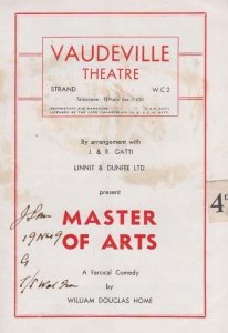 Master Of Arts Vaudeville Theatre Comedy London Theatre Programme