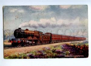 190856 UK TRAIN NBR Edinburgh Express Vintage TUCK postcard