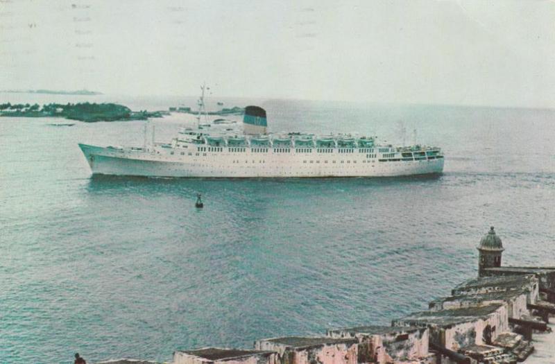 Steamer TSS Olympia entring Harbor in Puerto Rico - pm 1974