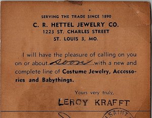 1950 C.R.HETTEL JEWELRY ST. LOUS MO PARABLE HOT DOG ADVERTISING POSTCARD 14-138 