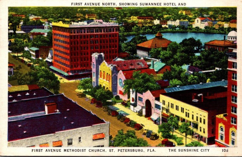 Florida St Petersburg First Avenue North Showing Suwannee Hotel and First Ave...