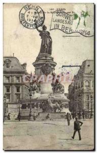 Paris Postcard Old Statue of the Republic