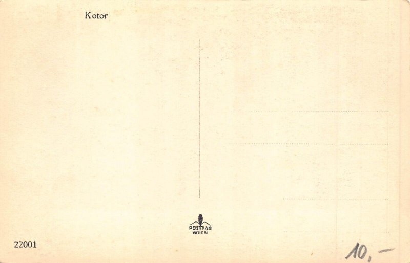 Montenegro Kotor General view Mountains vintage postcard