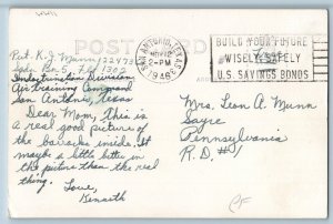 1946 Military Soldiers Barracks Interior WWII San Antonio TX RPPC Photo Postcard