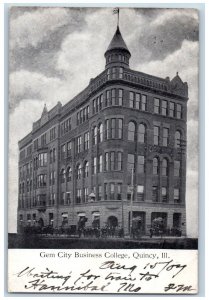 Quincy Illinois IL Postcard Gem City Business College Building 1907 Antique