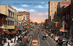 Aurora IL Broadway Linen Postcard