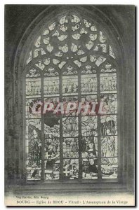 Old Postcard Bourg Brou Church Stained Assumption of the Virgin