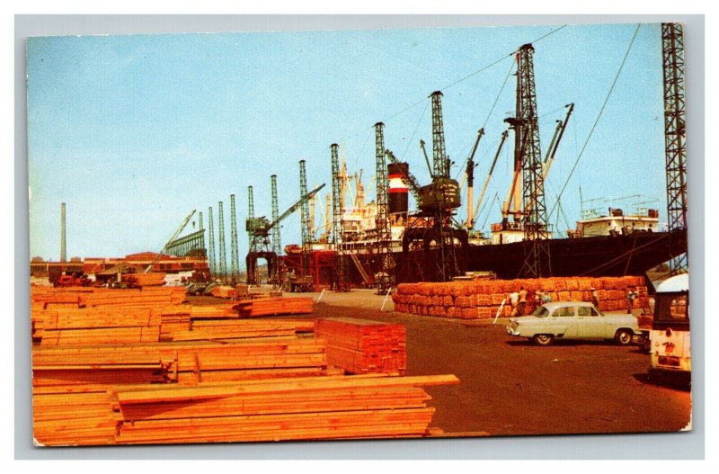 Vintage 1960's Postcard Cargo Ships at the Wilmington Marine Terminal Delaware