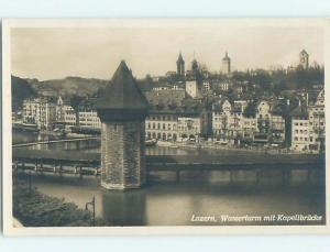 old rppc BUILDINGS ALONG WATER Lucerne - Luzern Switzerland HM1752