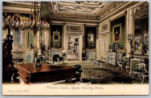 Vtg England Windsor Castle Green Drawing Room UK 1910s View Old Postcard