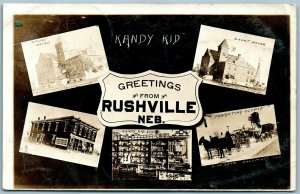 RUSHVILLE NE KANDY KID STORE ADVERTISING ANTIQUE REAL PHOTO POSTCARD RPPC