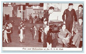 1943 Fun and Relaxation at the U.S.O. Club Rochester New York NY Postcard 