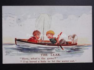 G.F.Christie THE LEAK Boys in a Rowing Boat IVE BORED A HOLE c1930 J.Salmon 3542