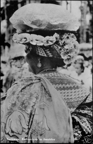 suriname, Native Kottomissie in Party Dress, Costumes