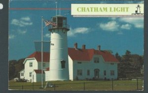 1995 Post Card Cape Cod Chatham Lighthouse W/Data On Back