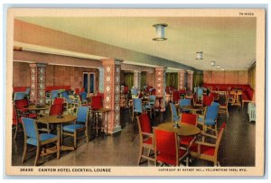 c1940 Canyon Hotel Cocktail Lounge Bear Pit Yellowstone Wyoming Vintage Postcard