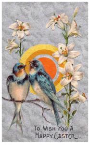 Easter,   Bluebird , foil like background Birds