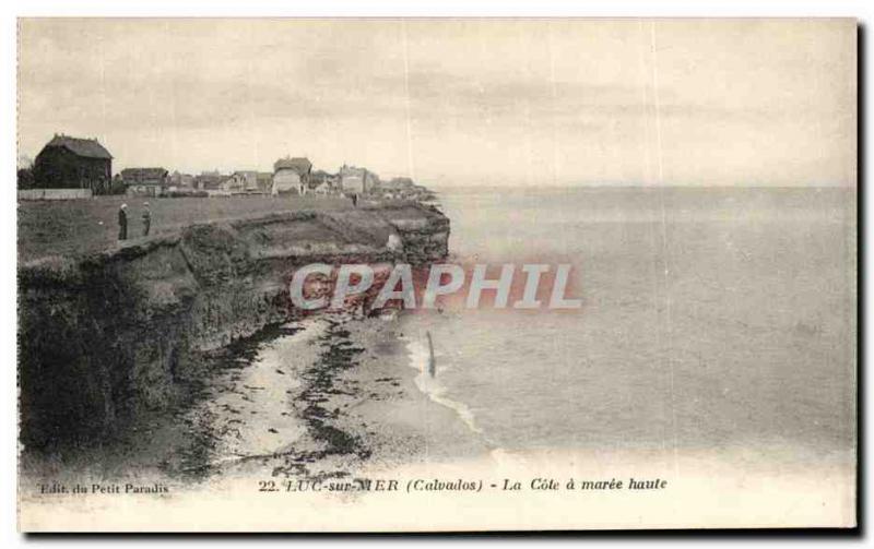 Old Postcard Luc sur Mer La Cote at high tide