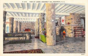 MONTREAT, North Carolina  ASSEMBLY INN-Interior Lobby  Roadside c1940's Postcard