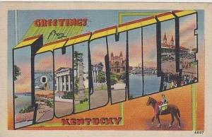 Kentucky Louisville Greeting From Large Letter Linen