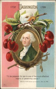 George Washington Patriotic Eagle Cherry Gilt Embossed Nash 1900s-20s Vintage PC