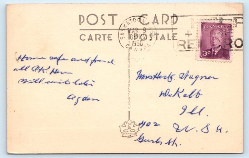 Saskatoon Saskatchewan - Canada 1950 Postcard