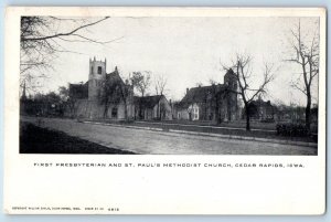 Cedar Rapids Iowa IA Postcard First Presbyterian St Paul Methodist Church 1905