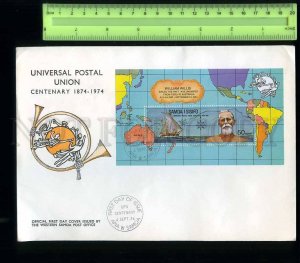 230086 SAMOA I SISIFO 1974 centenary of universal postal union set+S/S old FDC