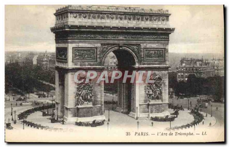 Old Postcard Paris Arc de Triomphe