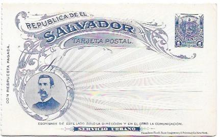 El Salvador pre stamped double card. 1897