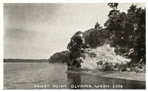 Vintage Postcard Priest Point Olympia WA Washington Water and Cliff Pub. Pacific