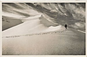 AUSTRIA~LONE SKIER LEAVES TRACKS IN NEW SNOW~VINTAGE PHOTO POSTCARD