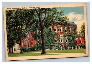 Vintage 1930's Postcard Library Building Marietta College Marietta Ohio