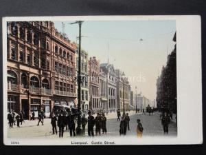 Merseyside LIVERPOOL Castle Street Animated Street Scene c1905 Postcard