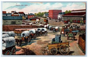 c1910 Horse Carriage Lined Up Atlanta Georgia GA Unposted Antique Postcard