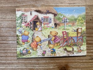 Moving In Day, Jean Gilder, Teddy Bears, Cottage, Society, Vintage Postcard