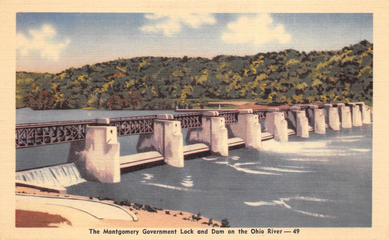 Ohio River 1940s Postcard Montgomery Government Lock and Dam