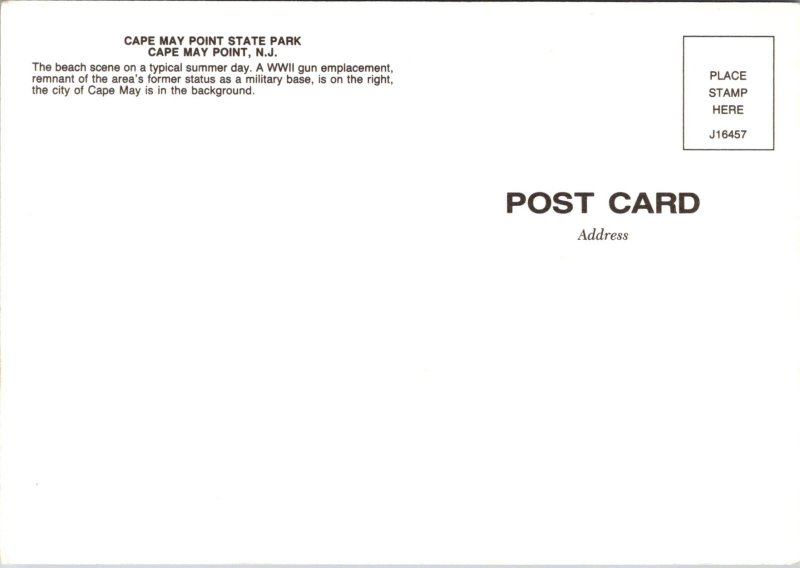Cape May Point State Park Beach Scene, Cape May Point NJ Postcard Y63