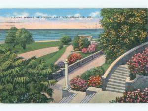 Linen LOOKING TOWARD STADIUM AT LAKE PARK Milwaukee Wisconsin WI c8873