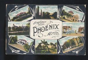 PHOENIX ARIZONA GREETINGS MULTI VIEW VINTAGE POSTCARD DOWNTOWN HANZLIK