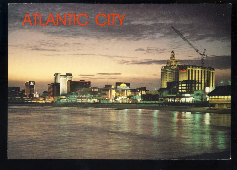 Atlantic City, New Jersey/NJ Postcard, Skyline View Of City After Sunset