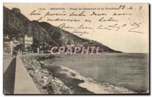 Old Postcard Menton Garavan Beach and the border