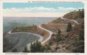 Colorado Colorado Springs Switchbacks On Broadmoor Cheyenne Highway Curteich