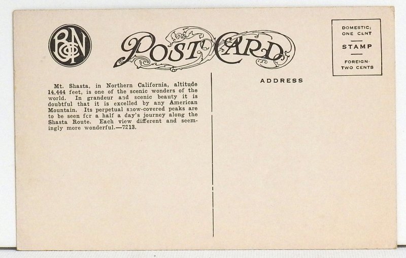 Mt. Shasta from Edgewood, Shasta Route, Cal. - Postcard