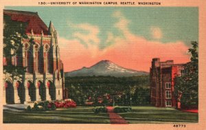 Vintage Postcard University Of Washington Campus Building Seattle Washington WA