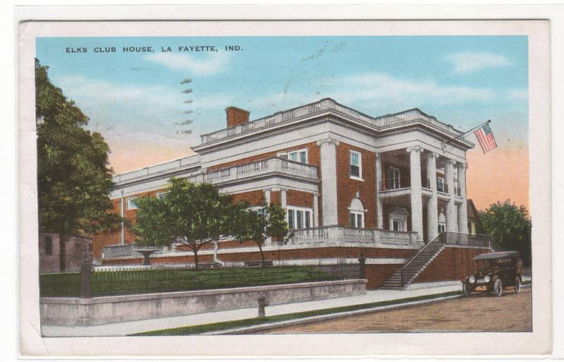 Elks Club House LaFayette Indiana 1947 postcard